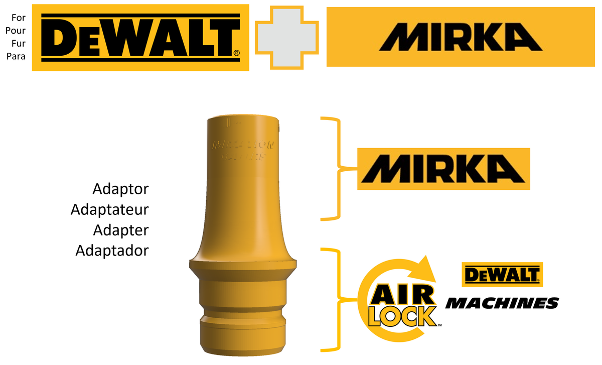 Adaptateur de raccordement pour aspirateur DeWalt Airlock vers machines Mirka
