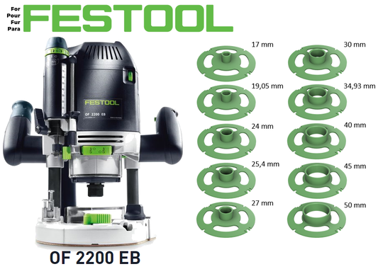 Pour défonceuse Festool OF 2200 - 10 bagues de copiage