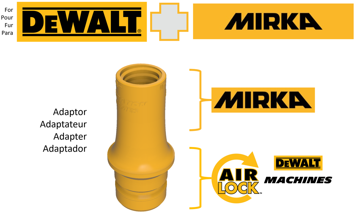 Adaptateur de raccordement pour aspirateur DeWalt Airlock vers machines Mirka
