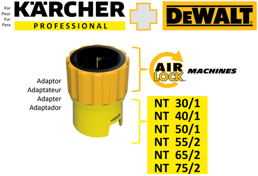 Adaptateur de raccordement pour aspirateur Kärcher NT vers machines DeWalt Airlock